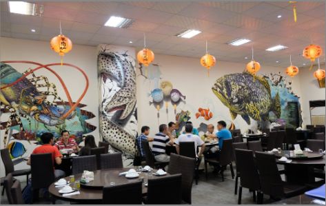 明溪海鲜餐厅墙体彩绘